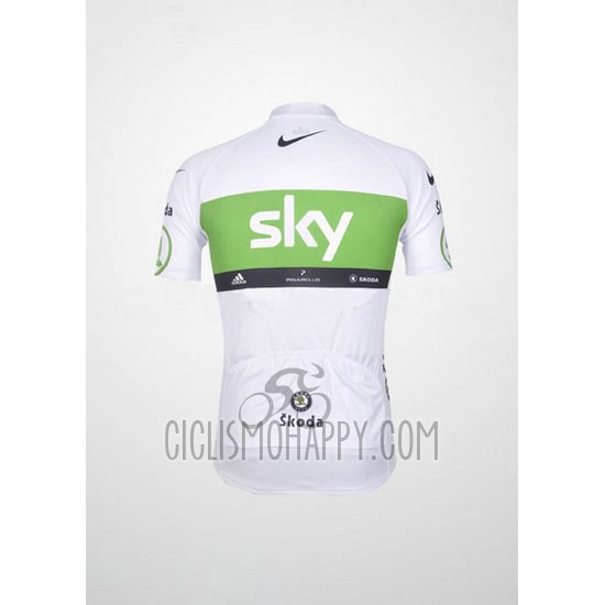 Sky Lider Cycling Jersey Bib Short 2012 Men Short Sleeve White and Green
